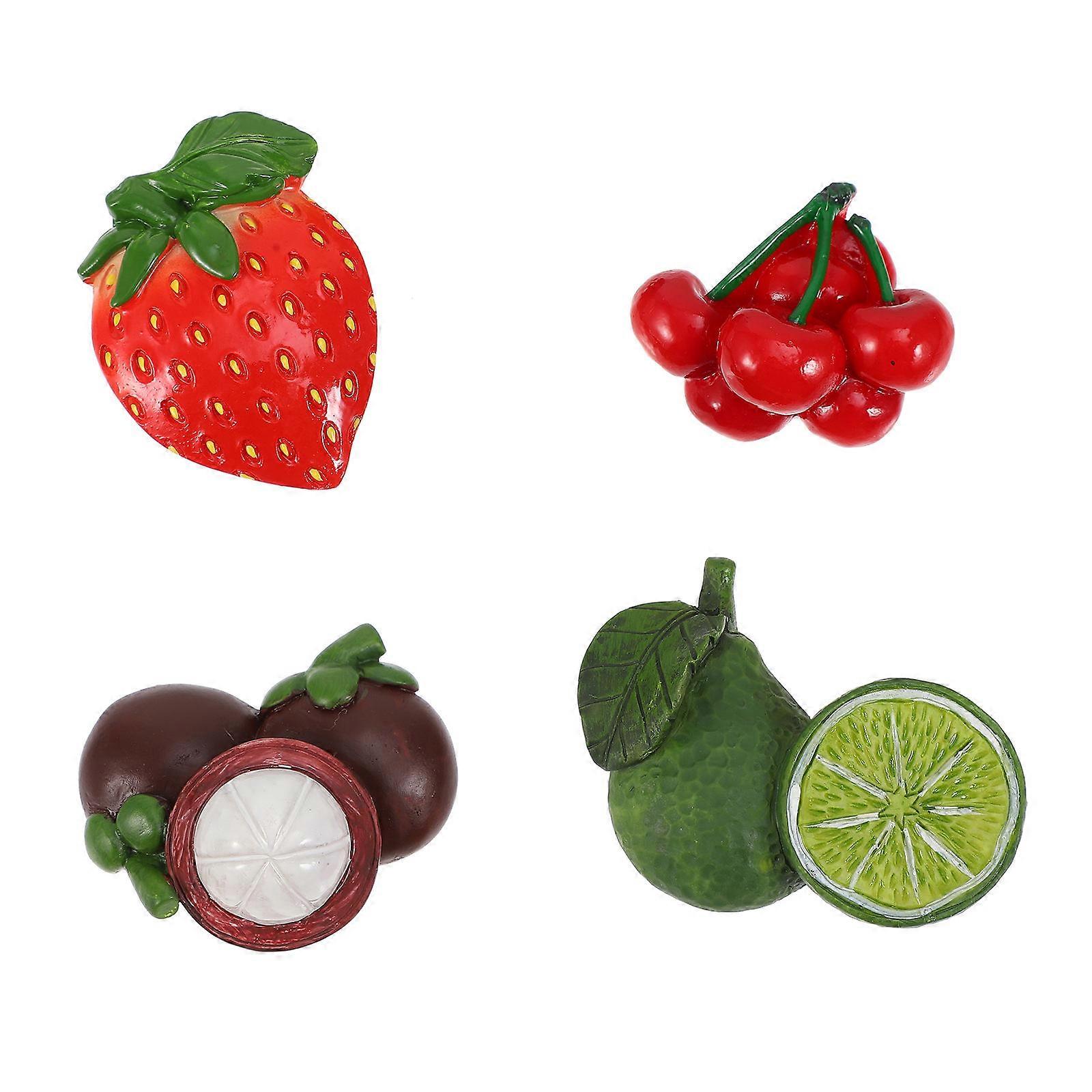 Creative Refrigerator Sticker 3D Fruit Shapes for Kitchen Decor Pvc Magnetic Attachment 4Pcs
