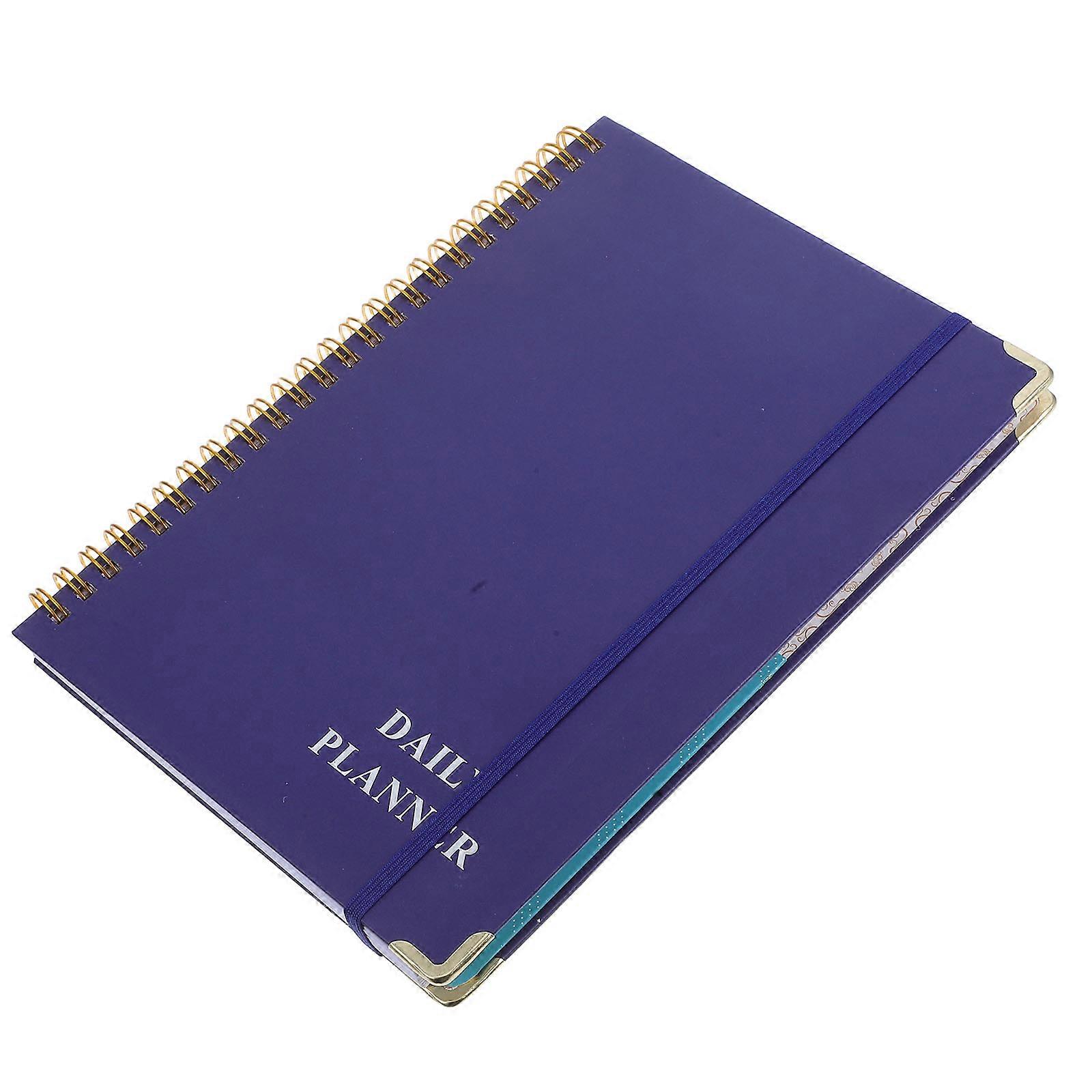 A5 Undated Daily Planner Notebook for Work Dark Blue Spiral Journal 2Pcs