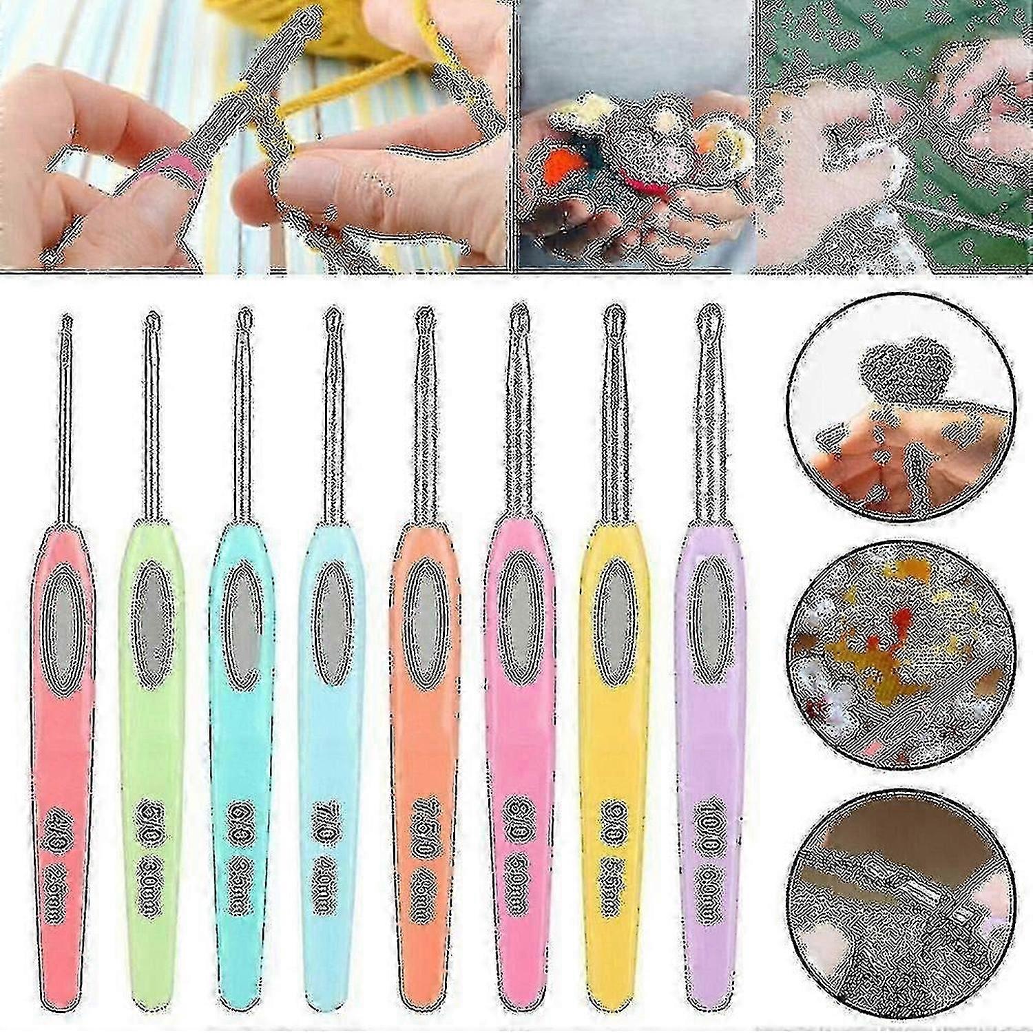 8 adet Ergonomik Tığ İşi Kancalar Set Yumuşak İğneler El Sanatları Dikiş Örme Kancaları Aracı