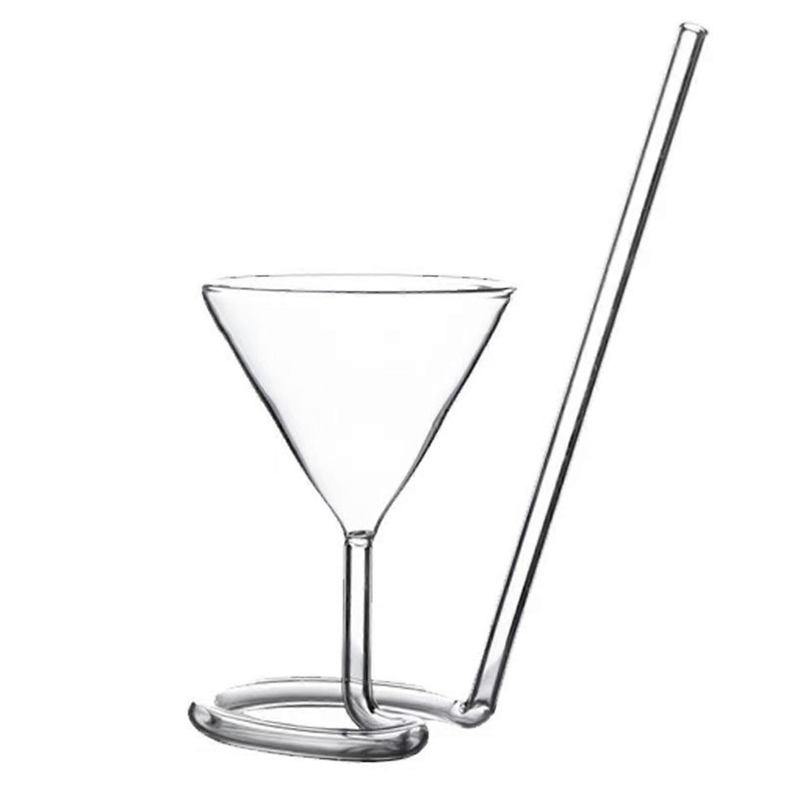 Spirals Wine Glass Set with Built-in Straw Unique Cocktail Cups for Coffee, Juices & Party Drinkware, Perfect Gift Idea