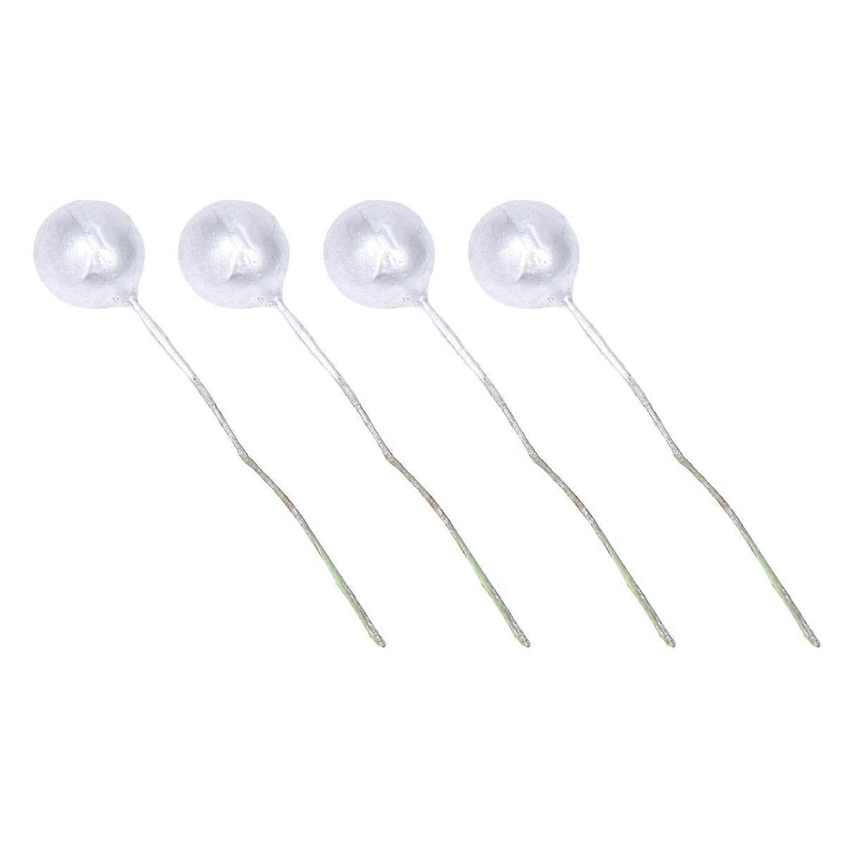 Simulation Red Ball Artificial Berries for Decoration Silver 100Pcs