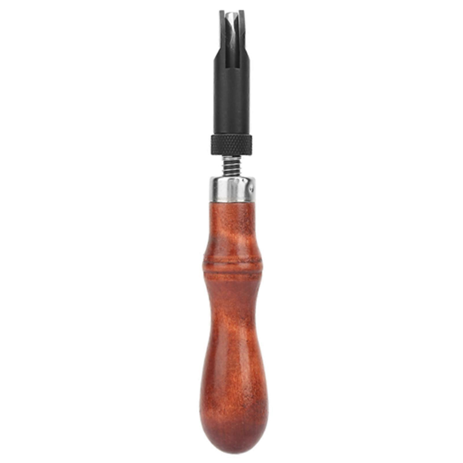 V-groove leather grooving tool with adjustable wooden handle