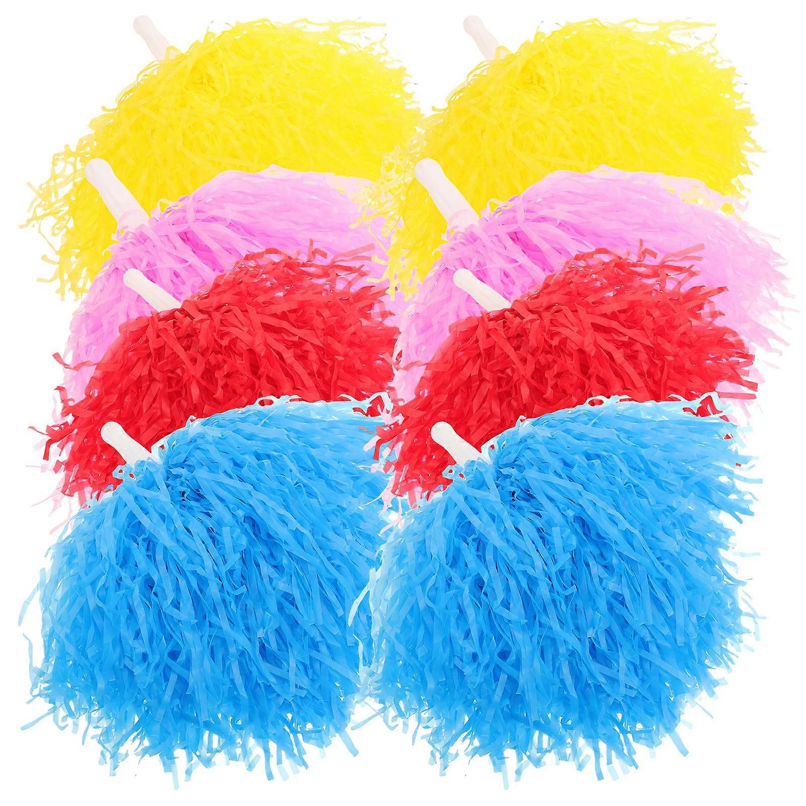 Cheer Pom Poms Handheld Pompoms for Sports Events 16Pcs Assorted Colors