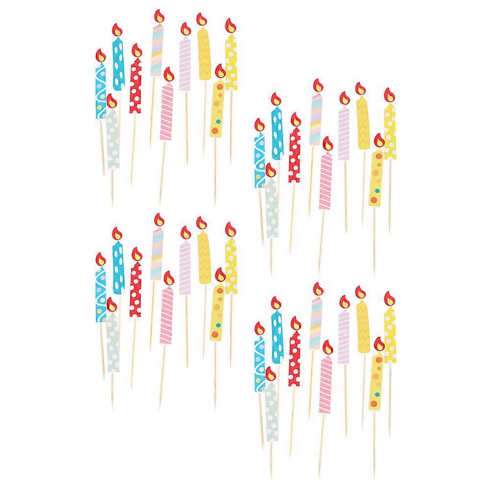 80Pcs Birthday Paper Candle Prop for Decoration Assorted Color Cake Candles