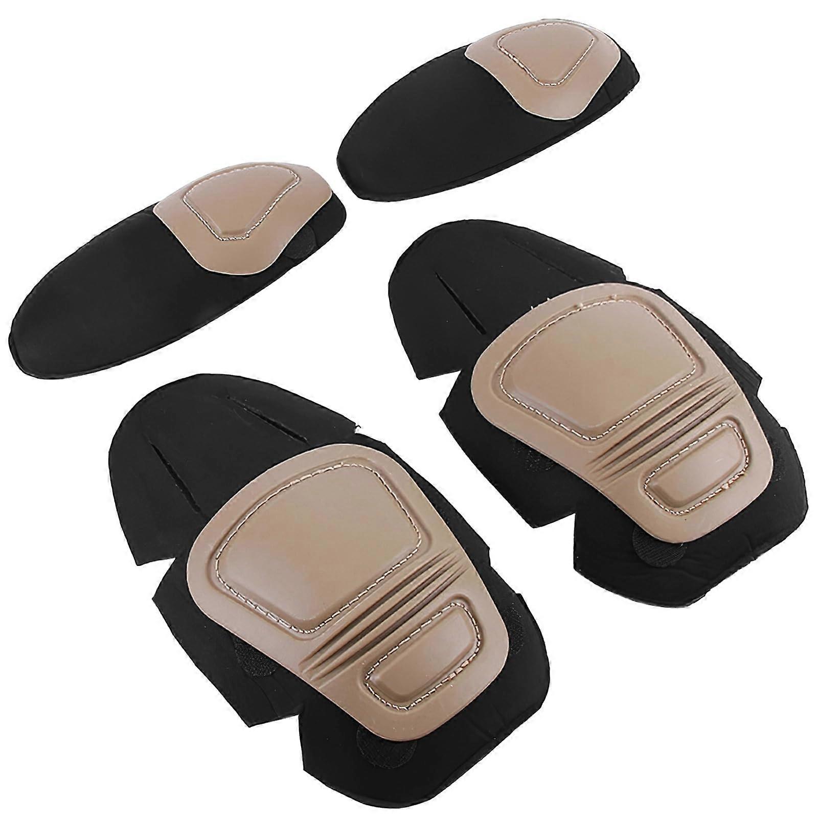 Adjustable Camouflage Knee And Elbow Pads For Airsoft, 4Piece Tactical Set With Dual Buckles And Contoured Padding