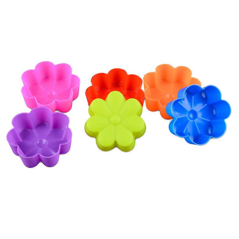Non-Stick Silicone Muffin Cup Flower Design Liners For Cupcake Maker Assorted Color 6.70X6.70X2.50CM Freezer Safe 12Pcs