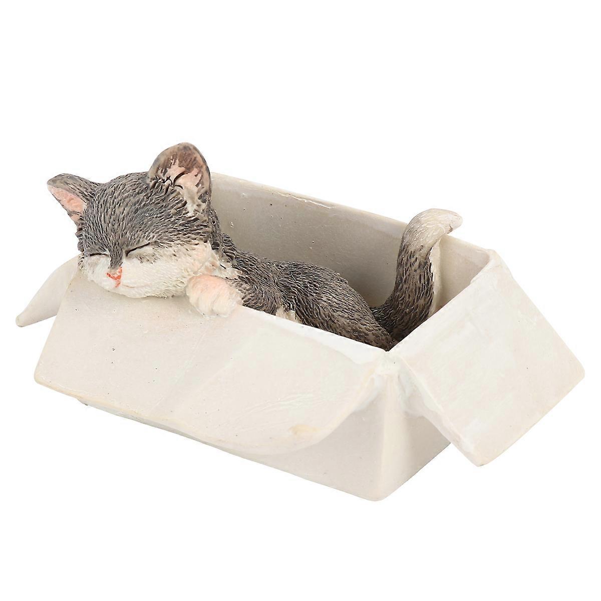 Cat Accessories Resin Crafts Tabletop Adornment Office Decor Artistic Design Grey 1Set