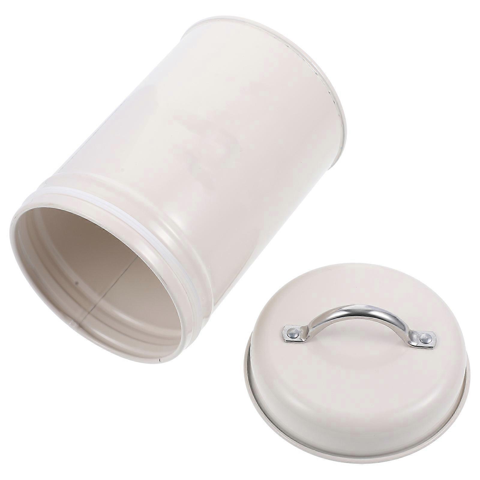 Airtight Kitchen Canister 2Pcs Cylindrical Storage Container For Coffee Tea Sugar In White Color Designed For Home Decoration