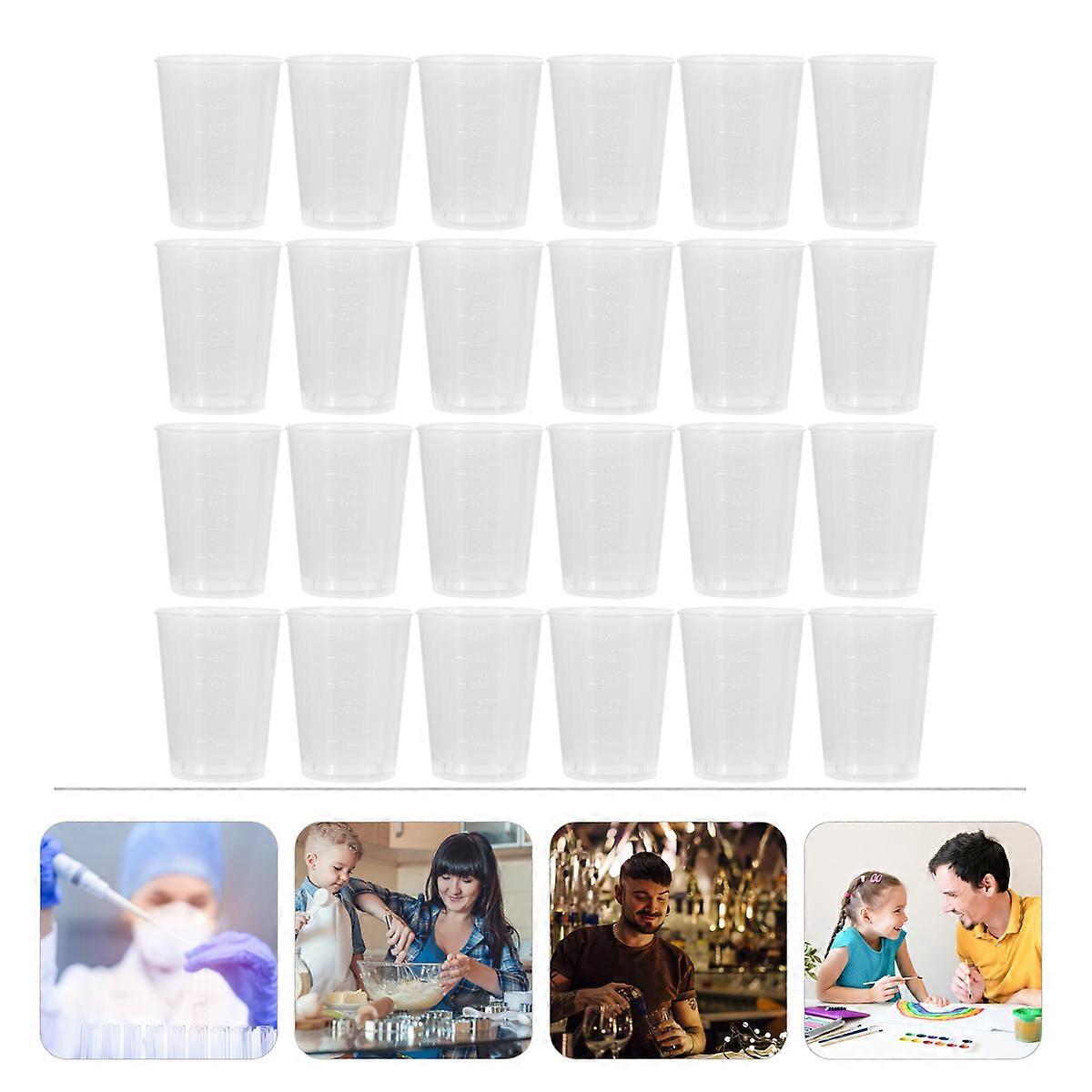 Sample Collection Cup Plastic for Measuring 50Pcs 50ml Clear Graduated Cups