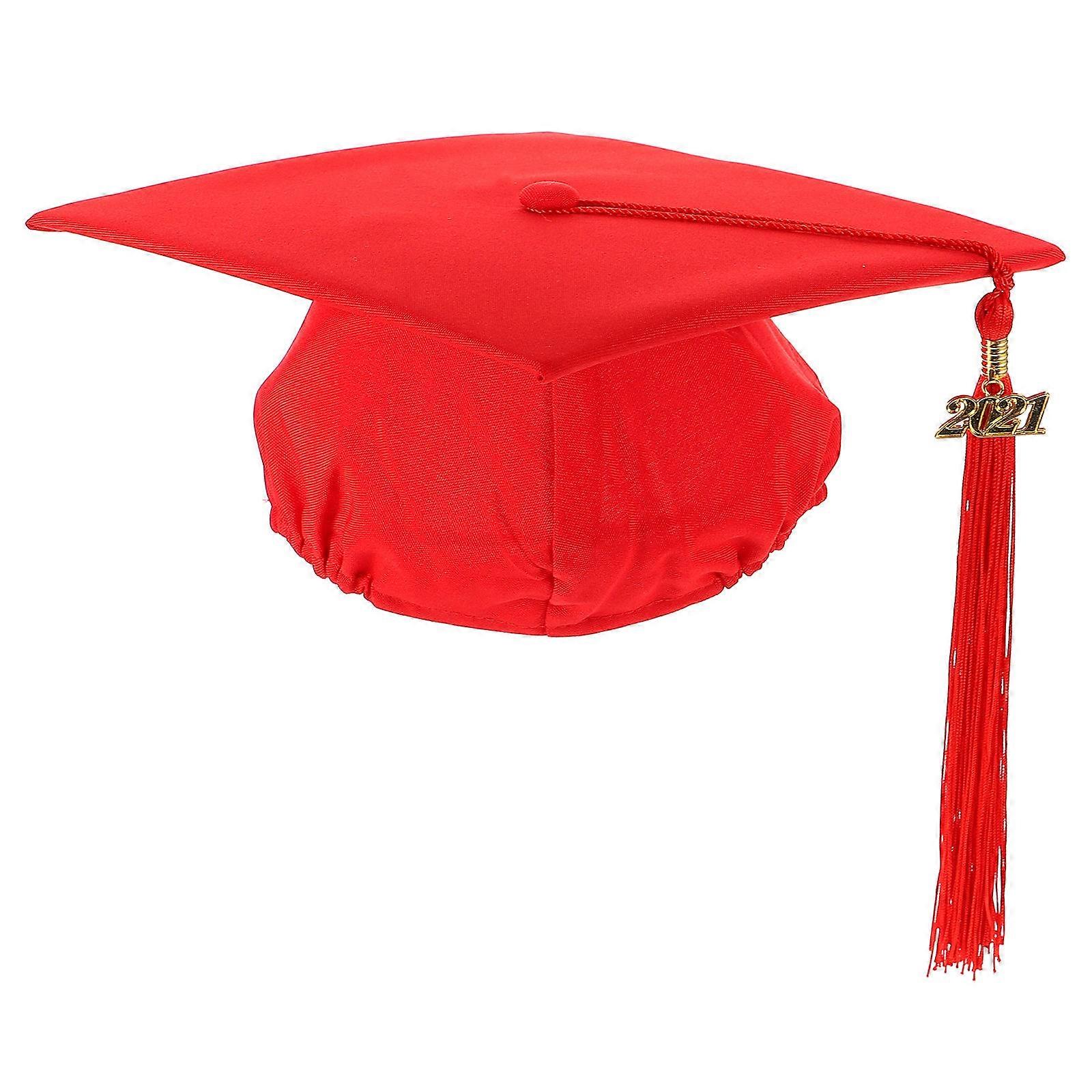 Red Practical Graduation Cap 3Pcs Bachelor Hat for Party