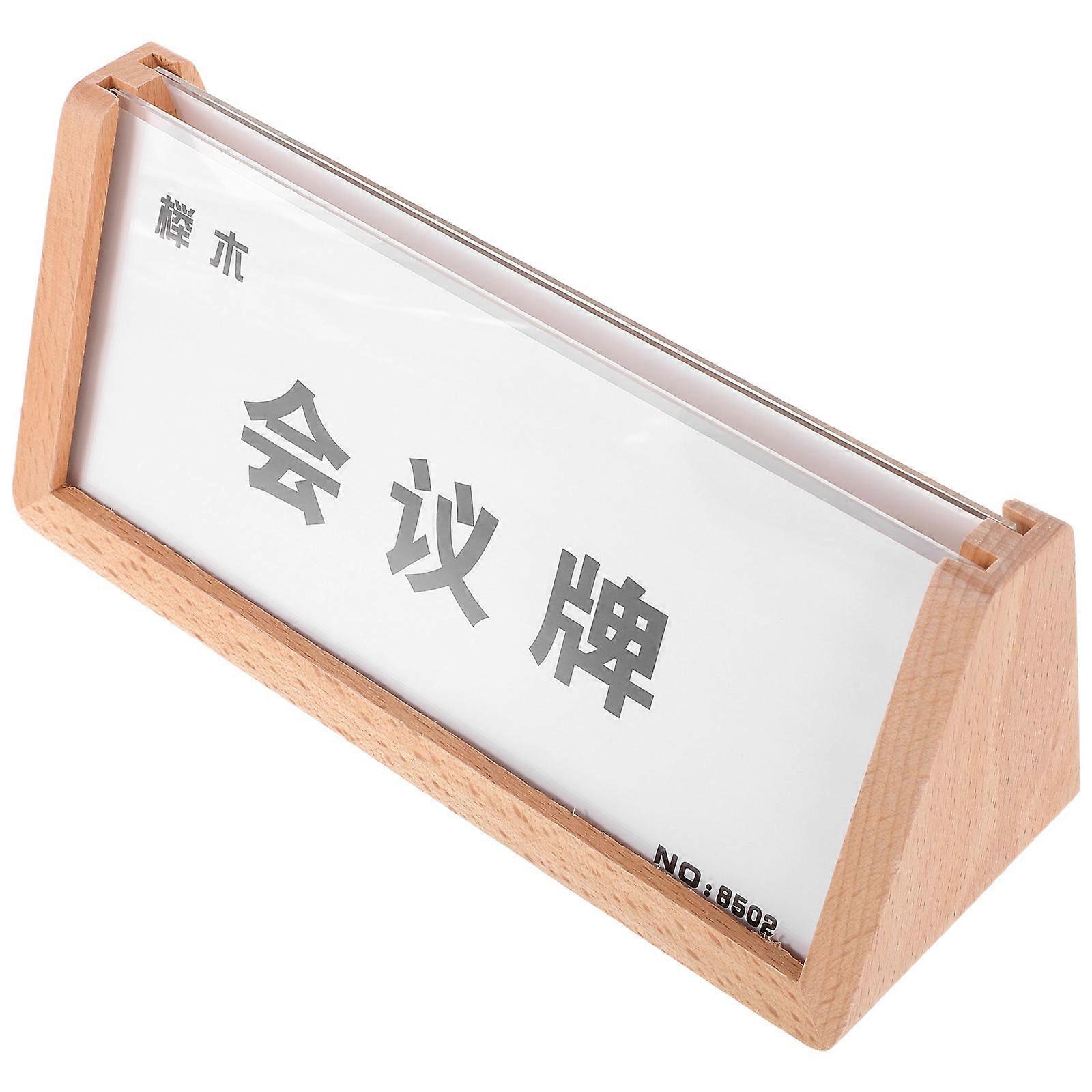 Acrylic Table Sign Holder with Wood Base Beige Easy Updates for Tabletop Sign Holder Display