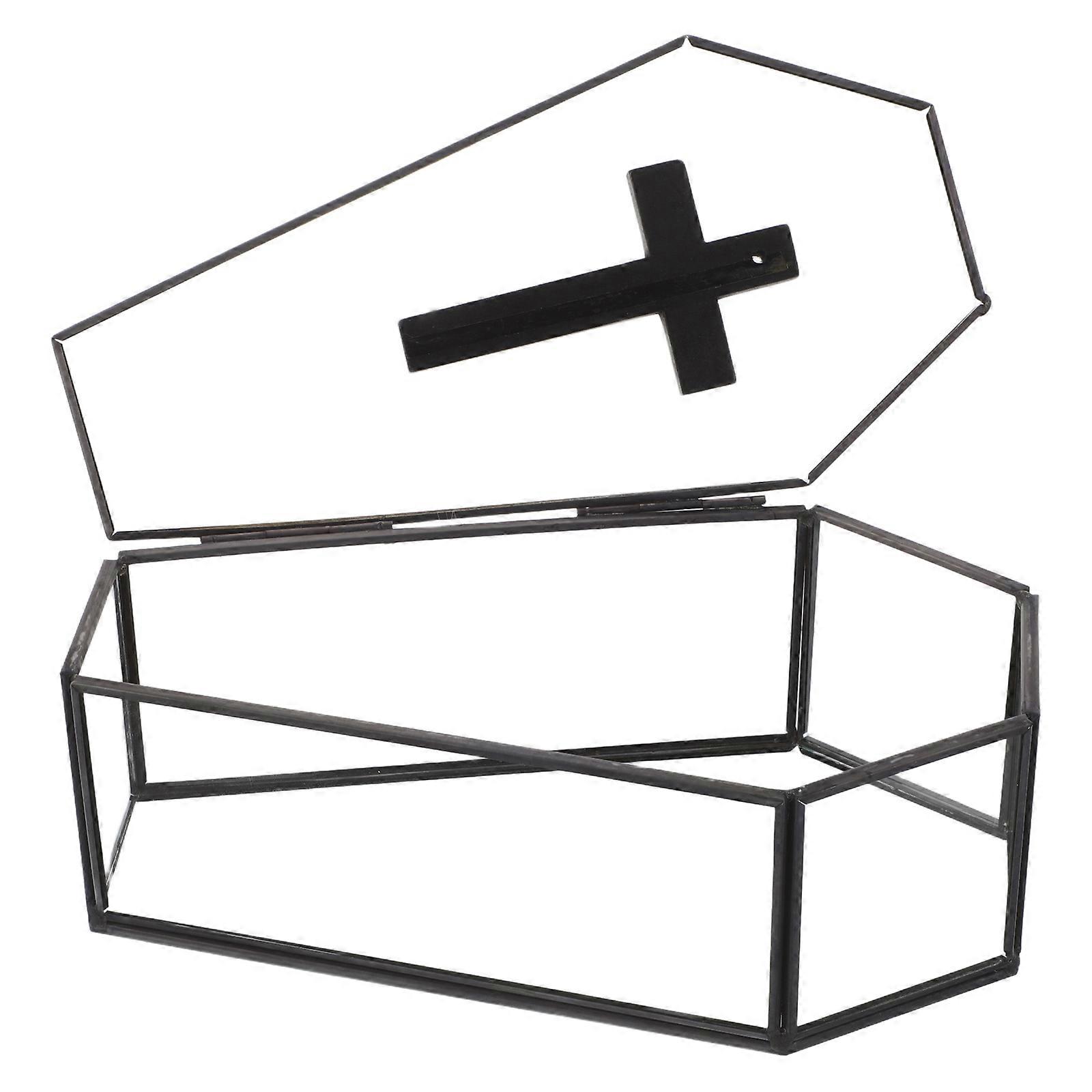 Metal and Glass Coffin Jewelry Box for Storage 4Pcs Display Boxes with Lid