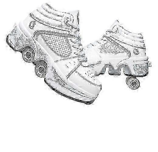 2025 Schuhe Multifunktionale Rollschuhe für Erwachsene Kinder Skating Schuhe weiß