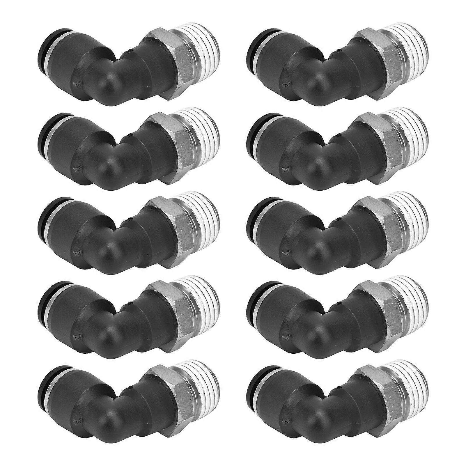 10Pcs L Shape PVC Pneumatic Connectors For PL 1.0-1.2Mpa Thread