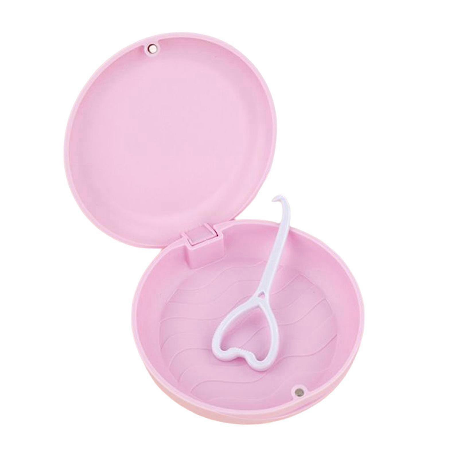 Portable Retainer Case Oral Organizer Durable Dentures Storage Boxes pink