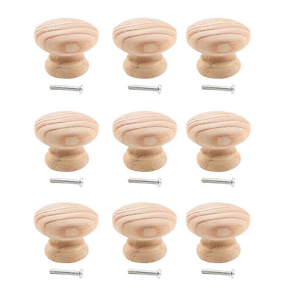 Simple Round Wooden Cabinet Knobs 18Pcs for Drawer Pulls Beige