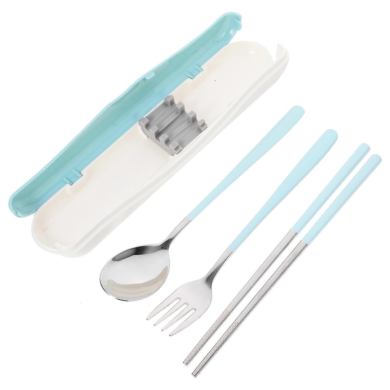 Travel Tableware Set 4 Sets Of Stainless Steel Utensils Ideal For Picnic Camping And Home Use Portable Compact Design Easy To Clean