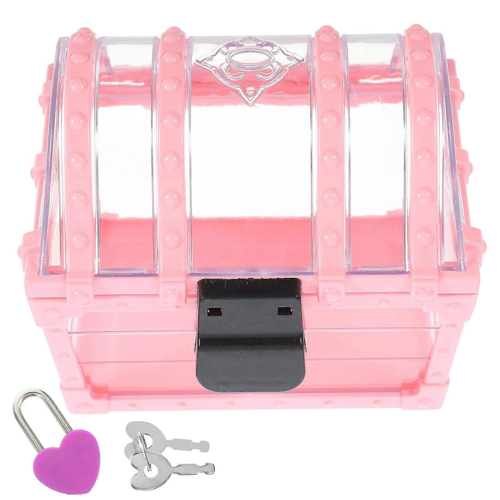 Children Storage Box with Lock for Storage 2Sets Pink Jewelry Holder