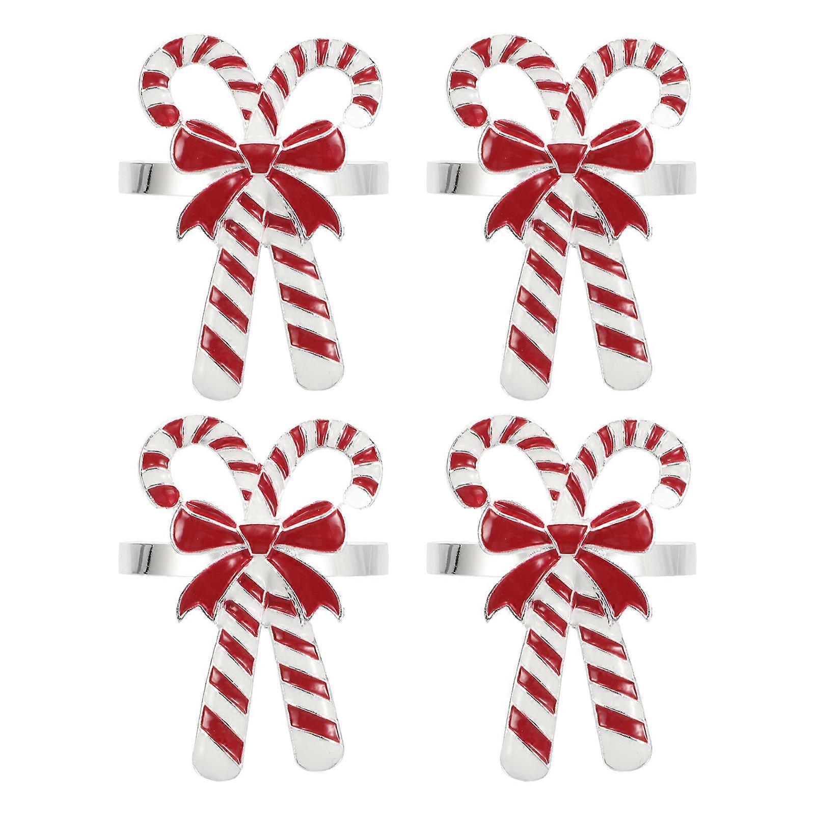 Holiday Napkin Holders 12 Pcs Creative Design Candy Cane Napkin Rings Table Setting Versatile Use
