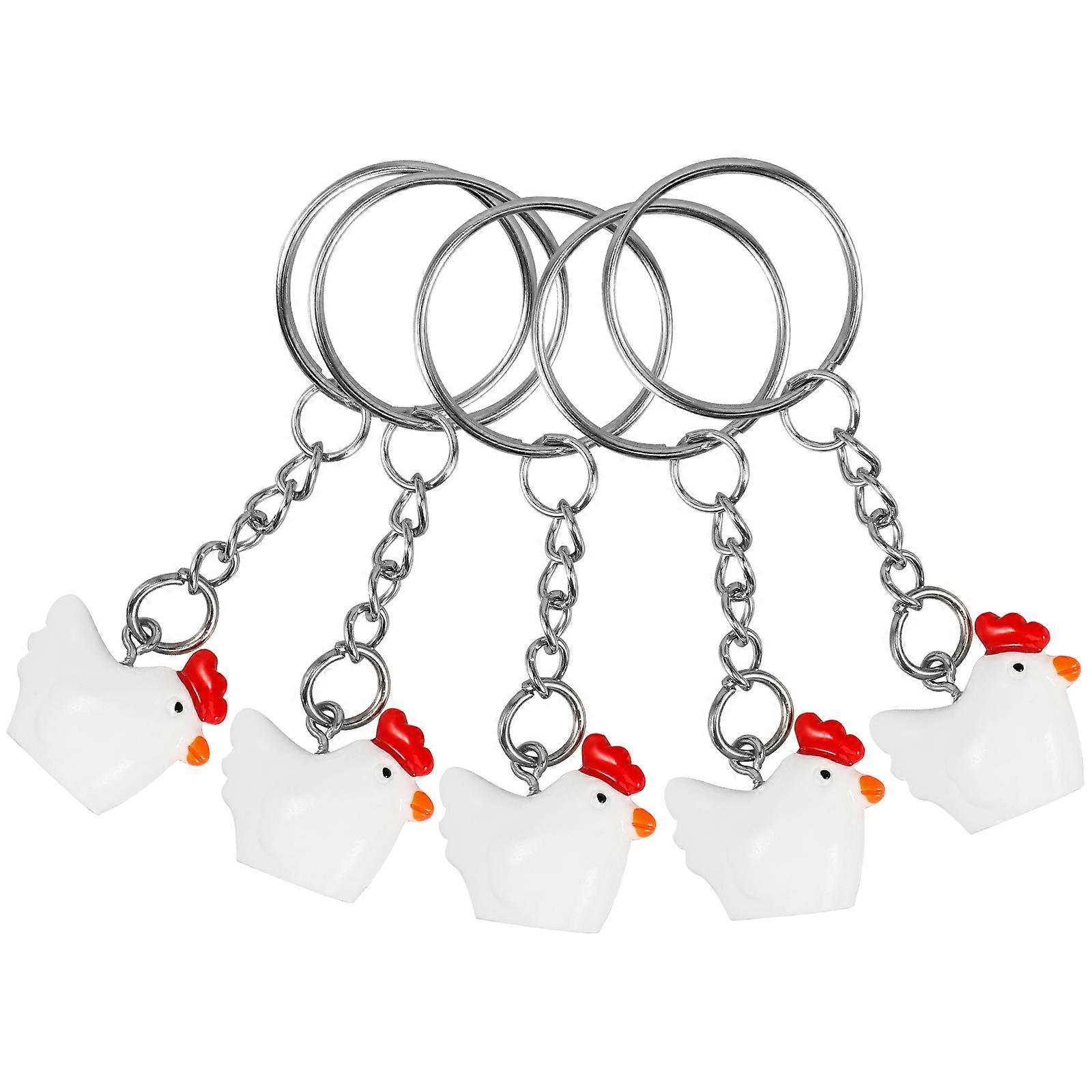 Chicken Key Chains Resin Keychain Pendant Set with 10Pcs for Hanging Decor