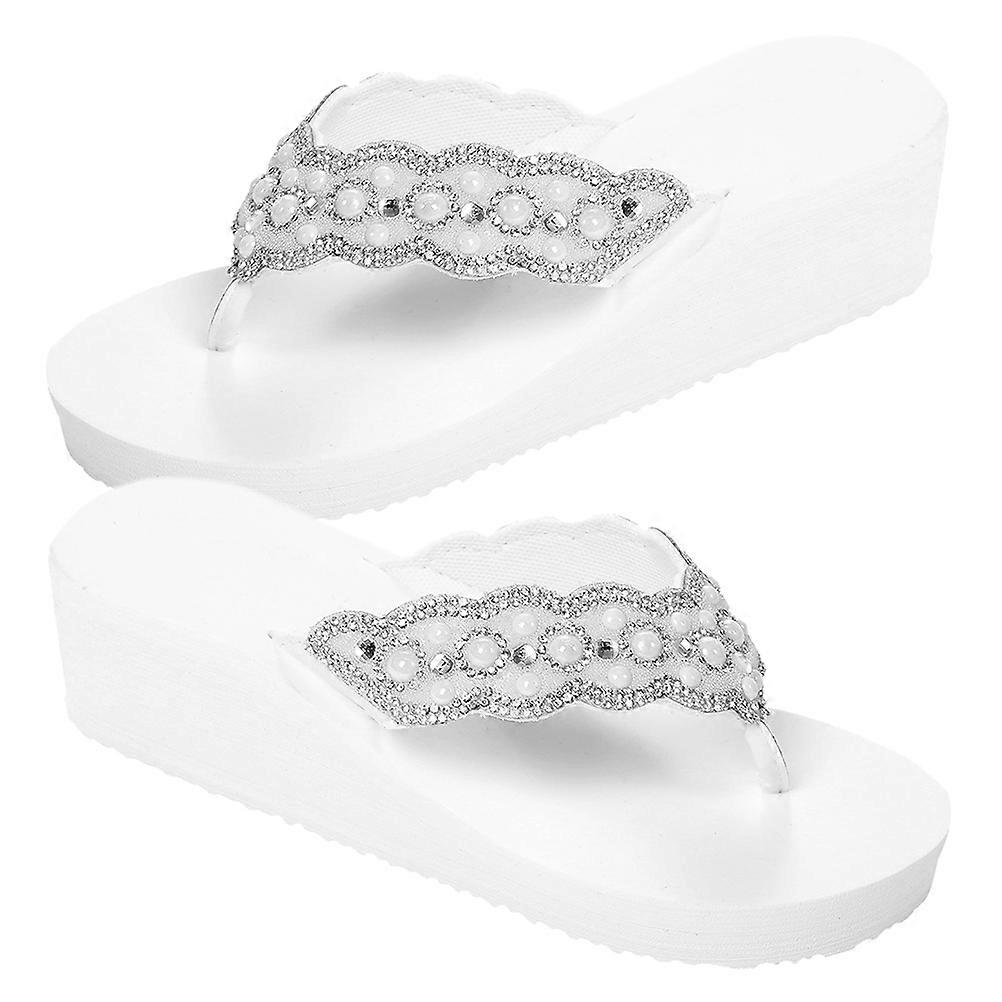 Non-Slip Shoes White Summer Flops for Wearing 3Pairs Pearl