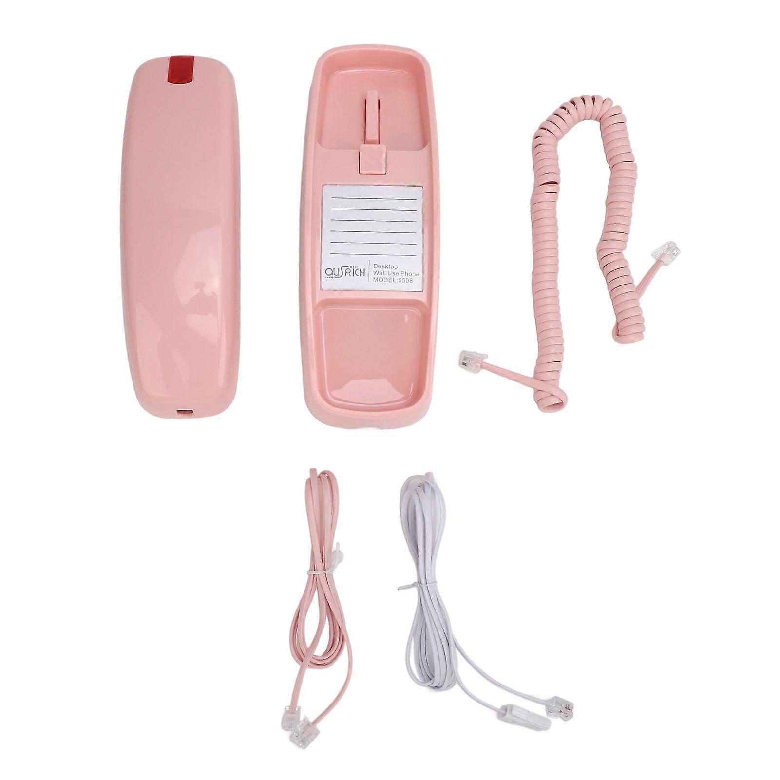 Corded Phone Wall Mountable Big Button Volume Control Senior Friendly Corded Home Phone Pink