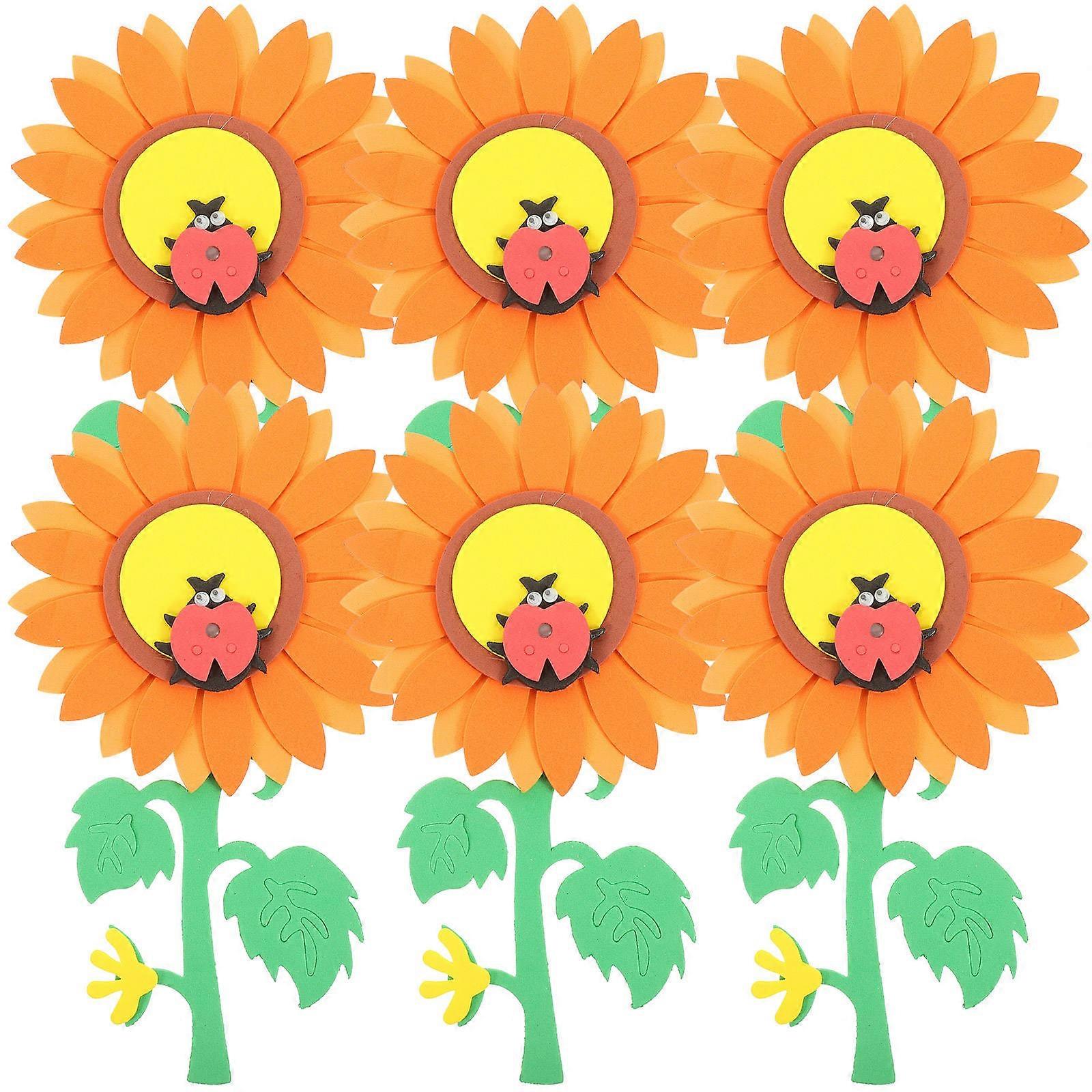Classroom Layout Prop Wall Sticker 2Pcs Decorative Sunflower Pattern Suitable For Classroom Decoration Indoor Use 28X14X0.5cm Easy To Stick And Remove
