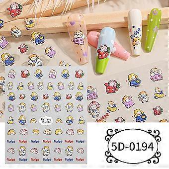 Zhengxiang Personalisierte Cartoon-Niedliche Haustier-Tier-5D-geprägte Nagelkunst-Aufkleber DIY Weihnachten INS-Stil Nagelaufkleber 5D-019485 * 100 mm Bare Chip
