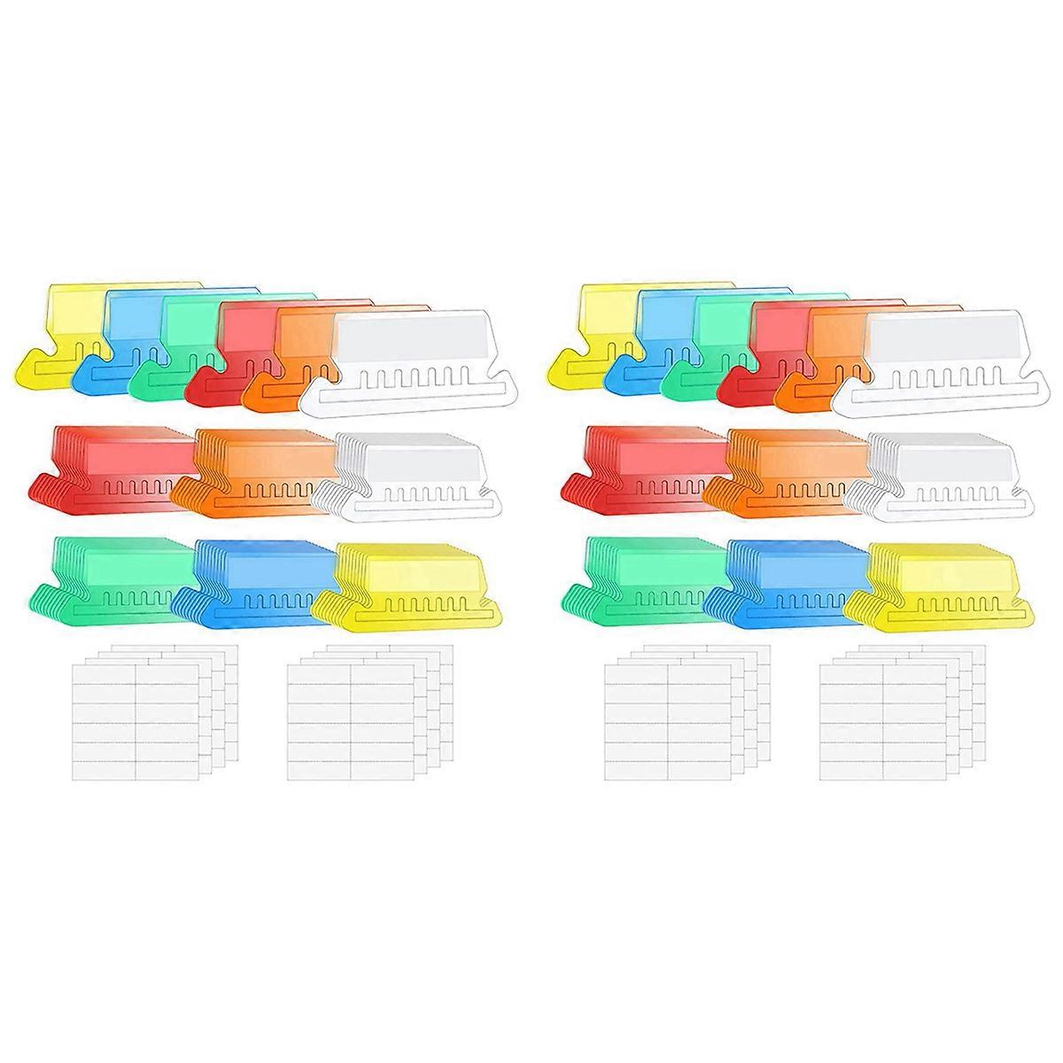 120 Sets Multicolor Hanging File Folder Tabs with Blank Inserts