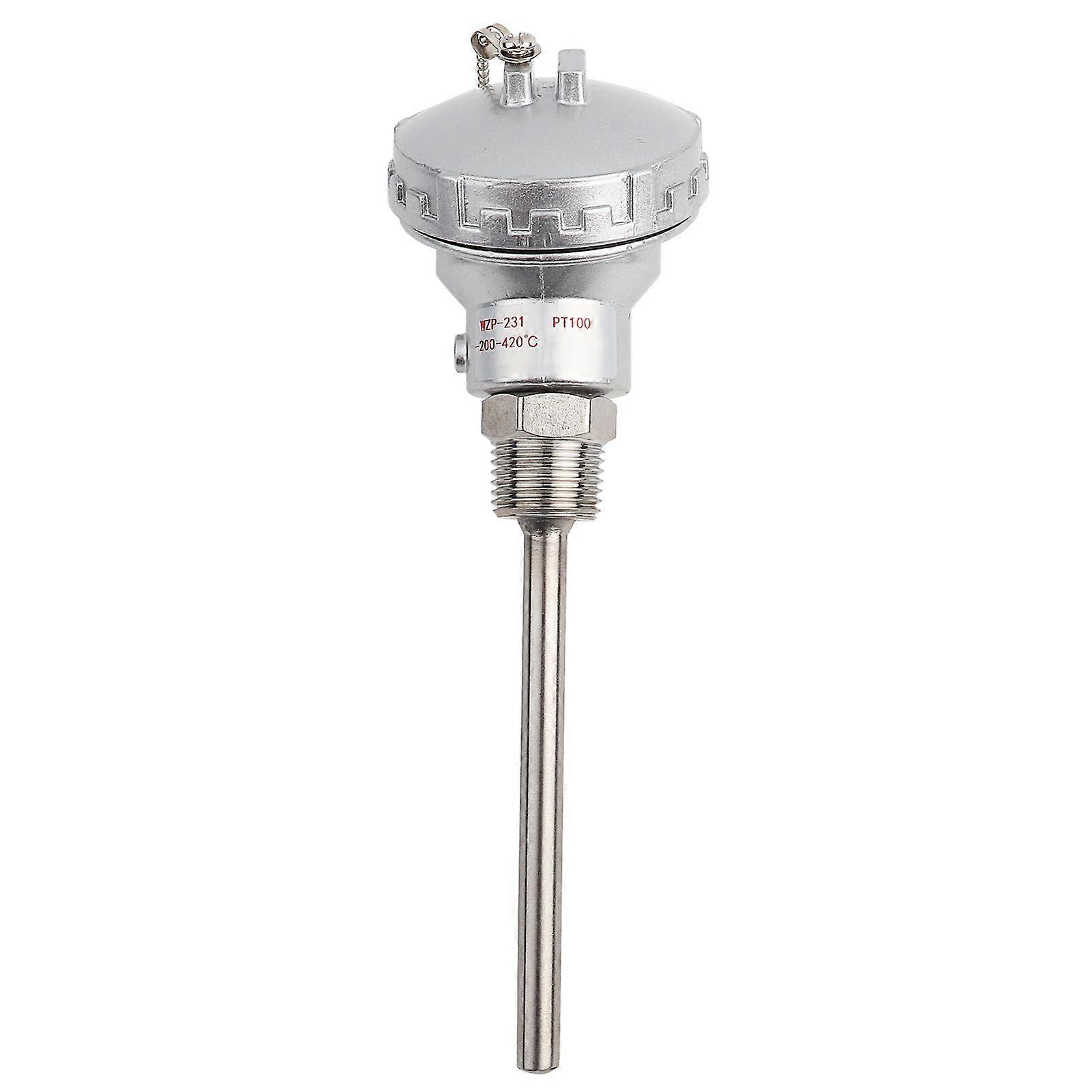 RTD PT100 Temperature Sensor Probe 1/2" NPT Thread Thermocouple Terminal Head(PT 100mm)