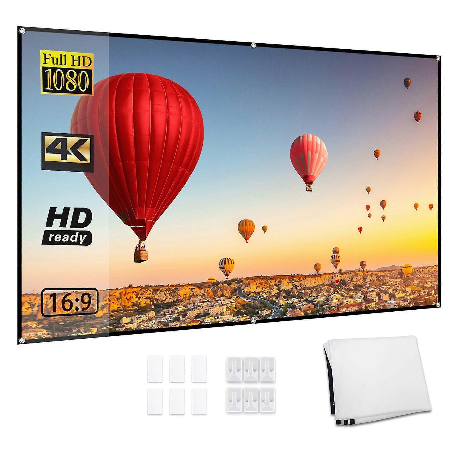 Projector Screen Simple 16:9 Foldable Portable Polyester Projection Screen for Conference Room Home Theater Outdoor