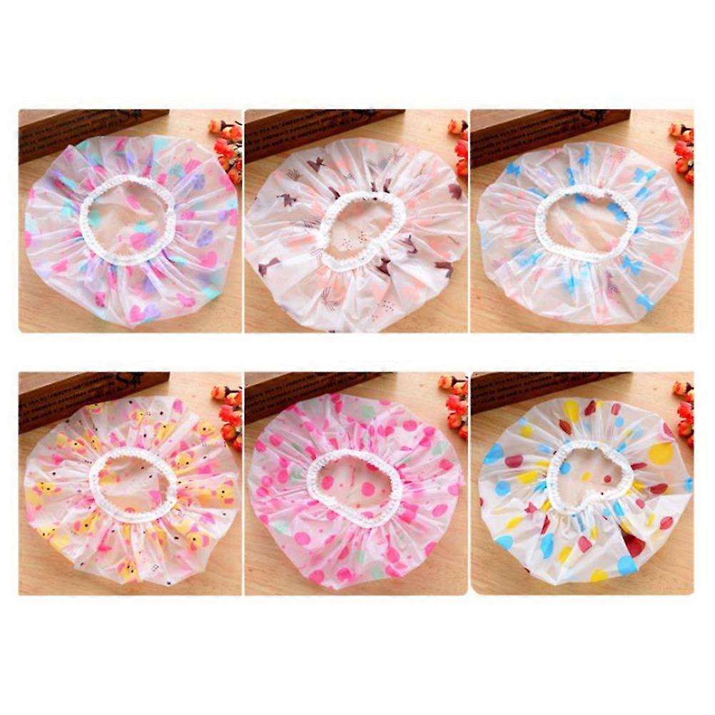 Waterproof Caps Lady Elastic Plastic Shower Caps for Bathing 24Pcs Set