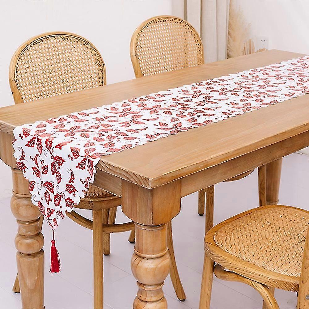 Bronzing Christmas Table Runner - Star Leaf Snowflake Tablecloth Placemat With For Xmas Table Decor