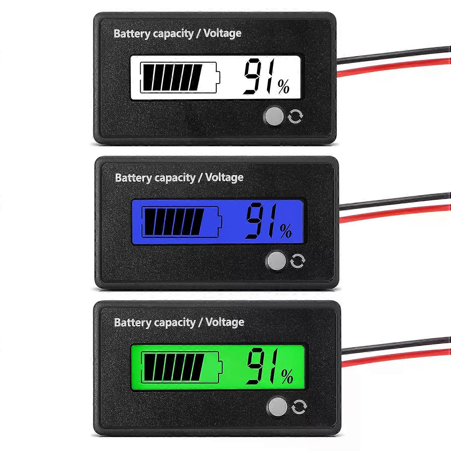 DC 12V 24V 36V 48V 72V Battery Capacity Voltage Meter with Alarm Battery Capacity Gauge Indicator Battery Indicator Monitors