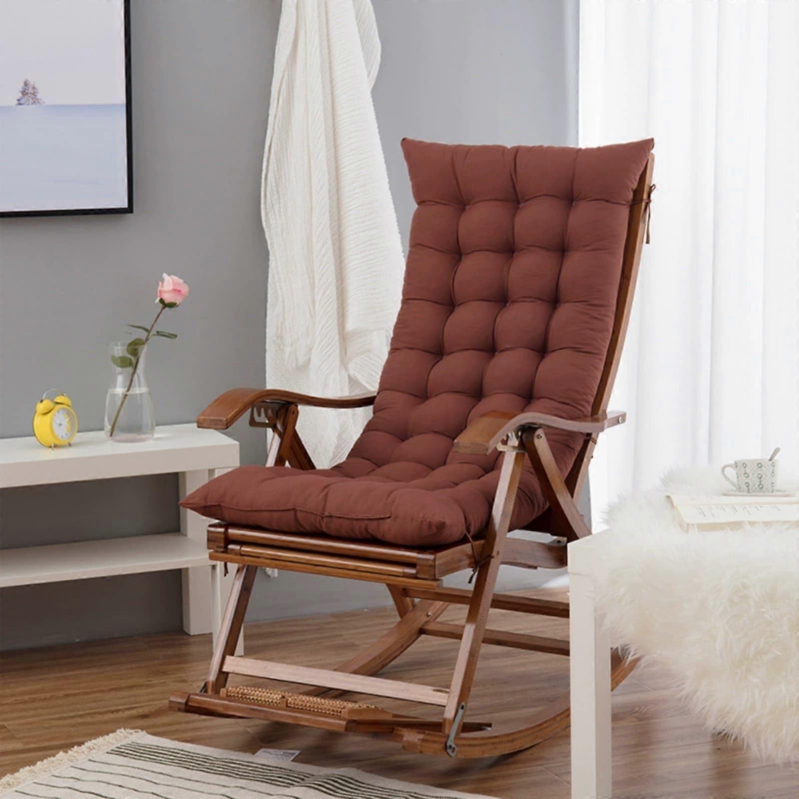 Recliner Sun Lounger Cushions Solid Color Brown 48x120cm With Ties AntiSlip Quilted Padding For Patio Rocking Chairs