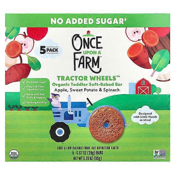 Once Upon A Farm, Tractor WheelsÃÂ¢ÃÂÃÂ¢, Organic Toddler Soft-Baked Bar, Apple, Sweet Potato & Spinach, 5 Pack, 0.67 oz (19 g) Each