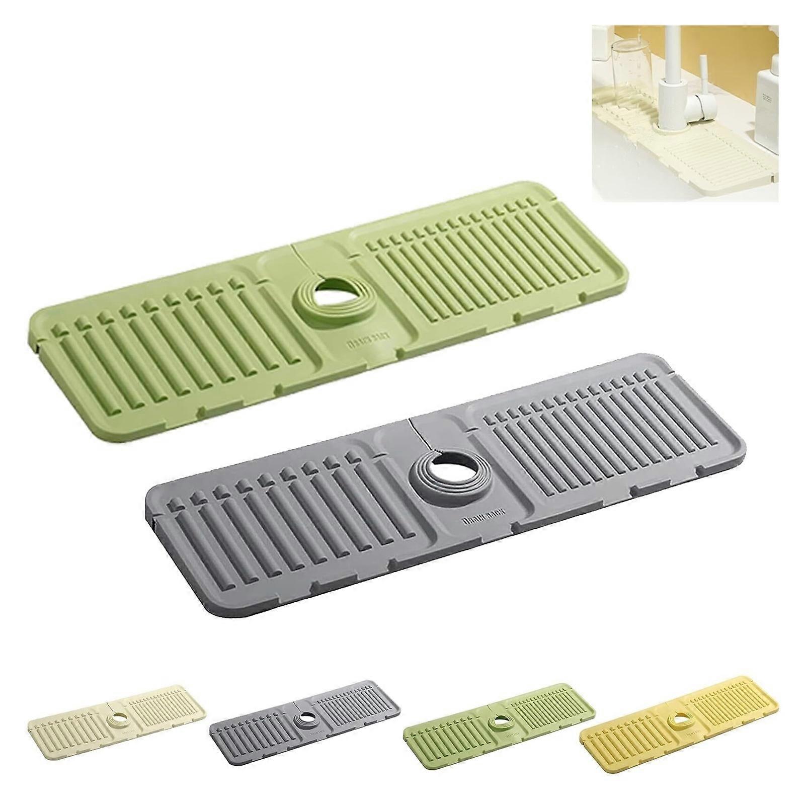 2 Pcs Faucet Guard & Draining Mat, Draining Mat, Silicone Sink Splash Guard, Silicone for Sink