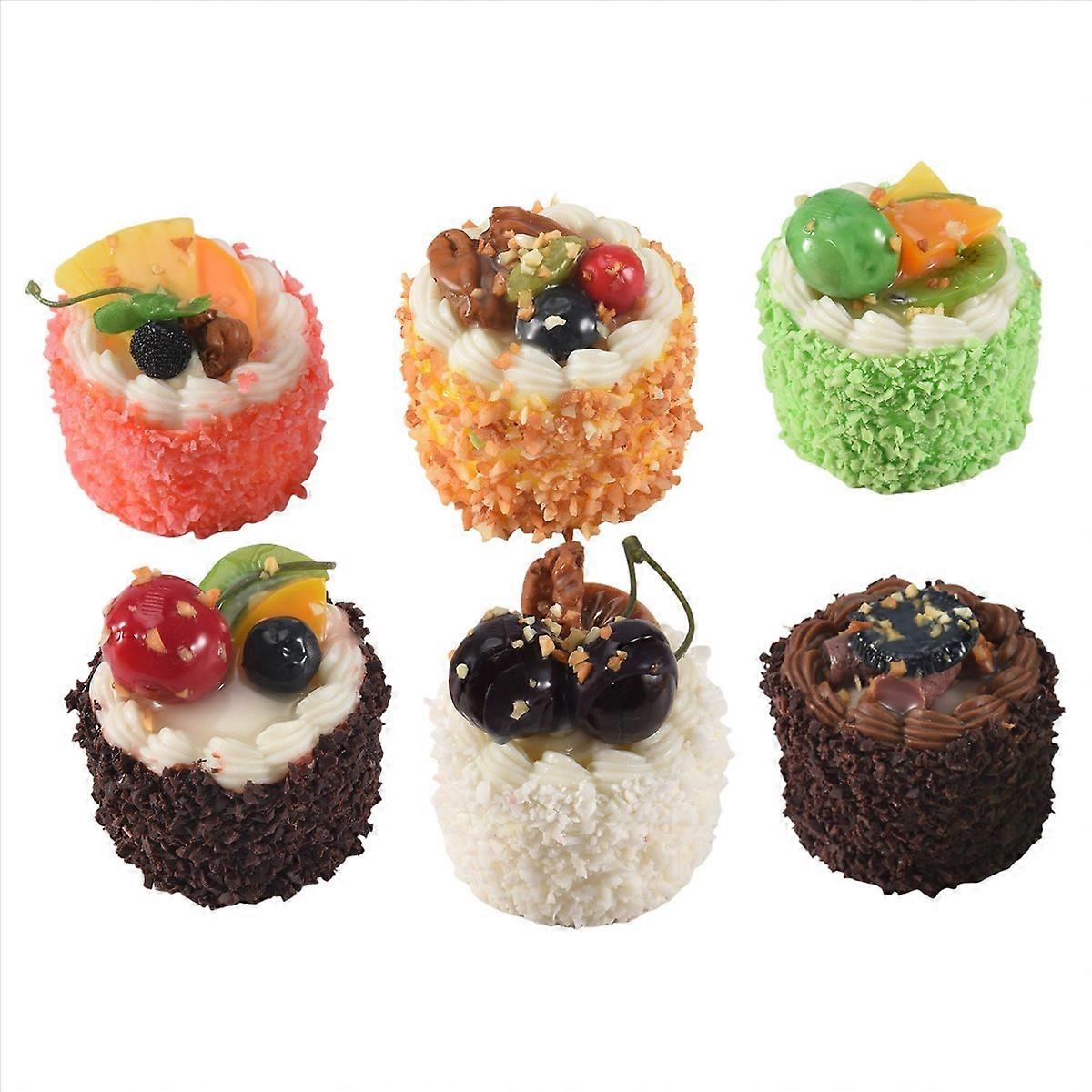 6Pcs Artificial Simulation Cake,Cupcake Bread Model Home Decoration