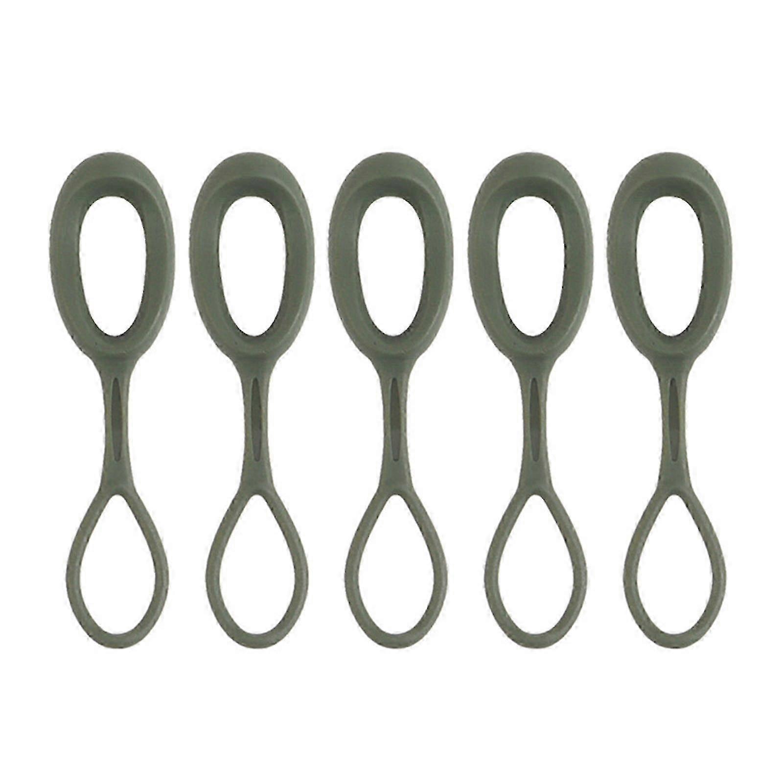 5lots Zippers Pull Zippers Pullers Rope Sliders Cord Fastener Cord Closures for Travel Accessories Army green