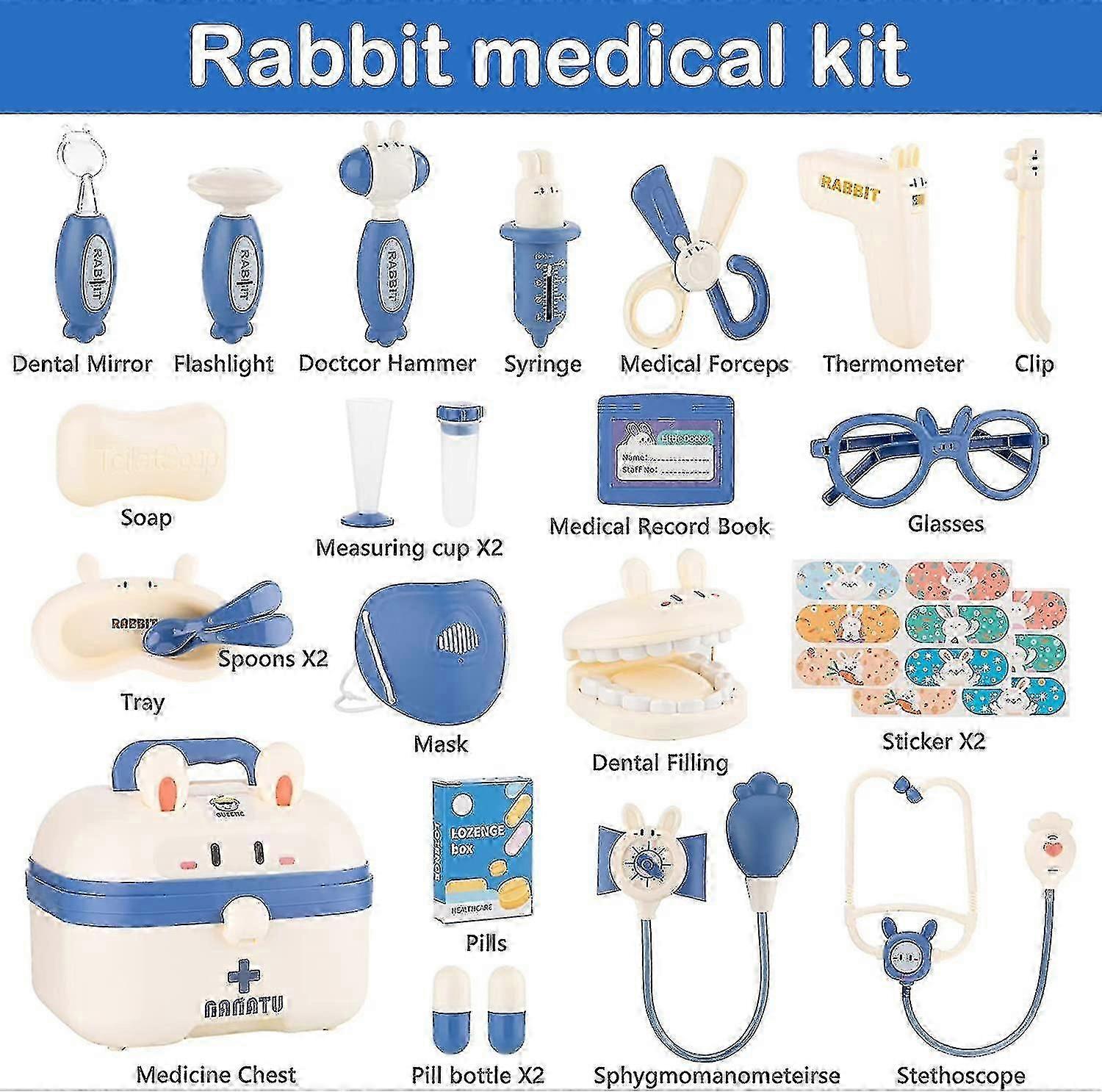 طقم طبيب للأطفال - التظاهر اللعب ألعاب الطبيب التعليمية ، مجموعة طبية مع سماعة الطبيب ، مجموعة لعب الطبيب لطبيب الأسنان ، لعب الأدوار ألعاب فو
