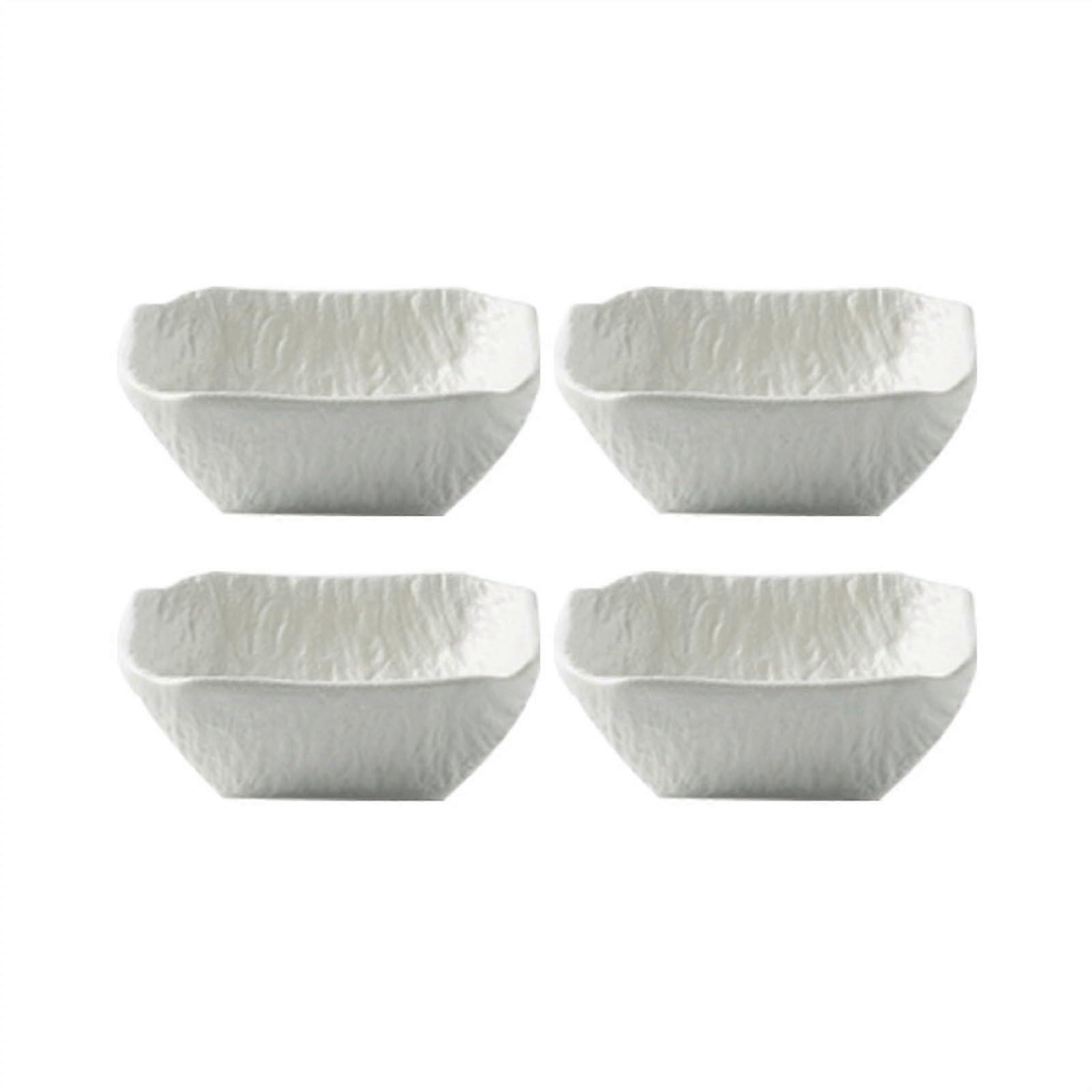 Ceramic Dipping Bowls Set 4pcs Stackable ScratchResistant EasyClean Snack and Sauce Dish White
