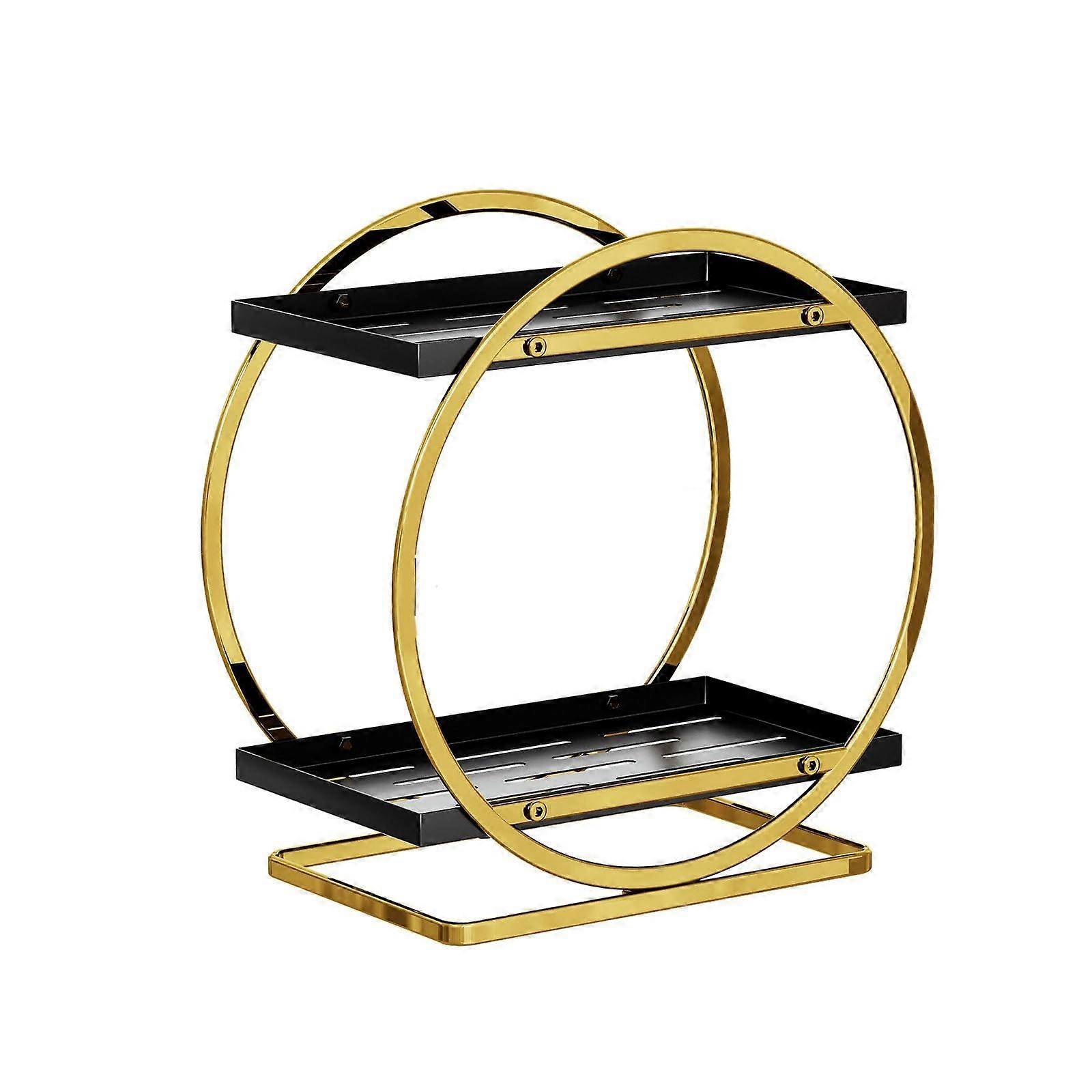 Cosmetic Shelf Multiple Layer Bathroom Countertop Organizer SpaceSaving Storage Rack Cosmetics Toiletries Black Gold