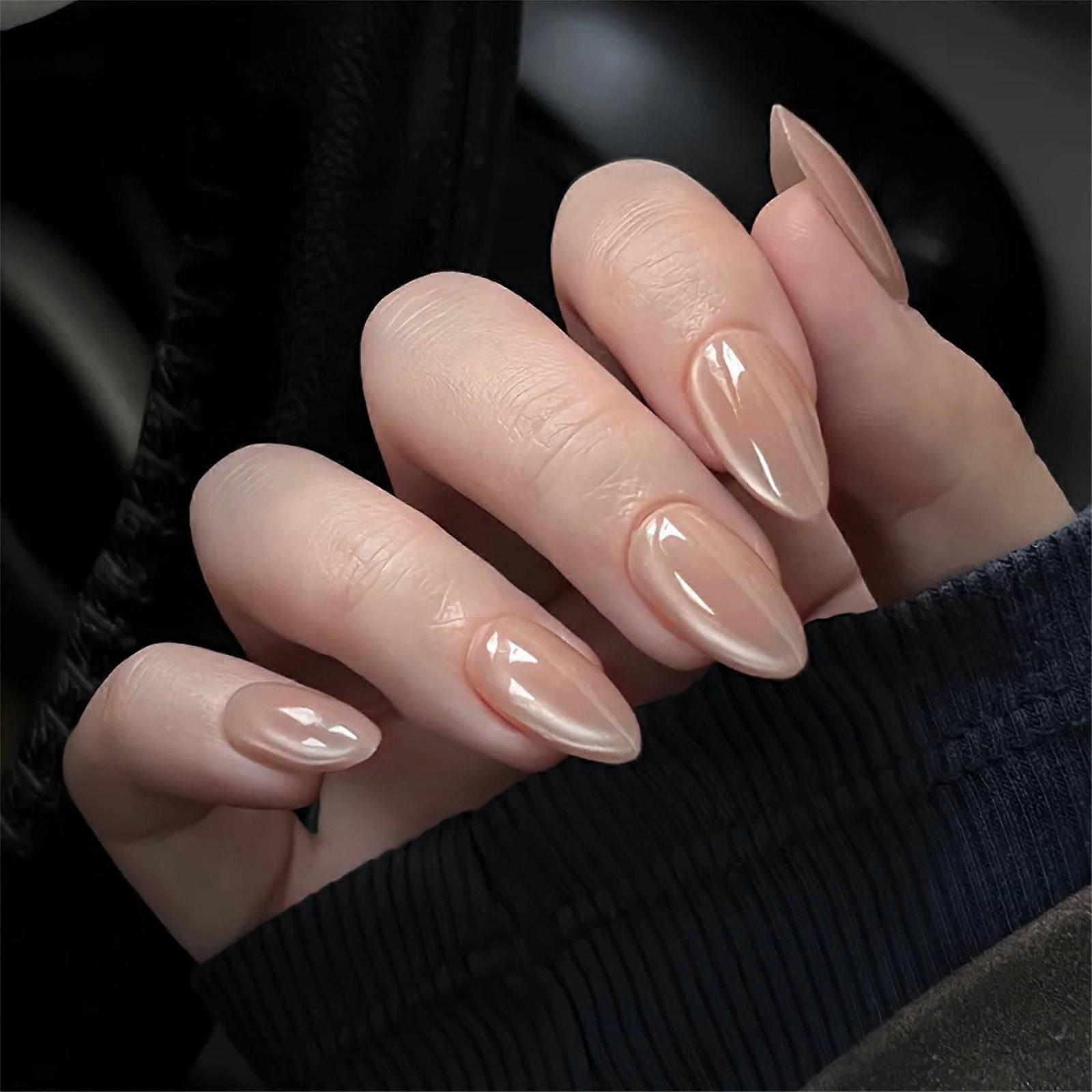 30Pcs Press On Nail Red Brown 3D Design Crystal Rhinestones Multiple Size Kit Easy Application Multicolor