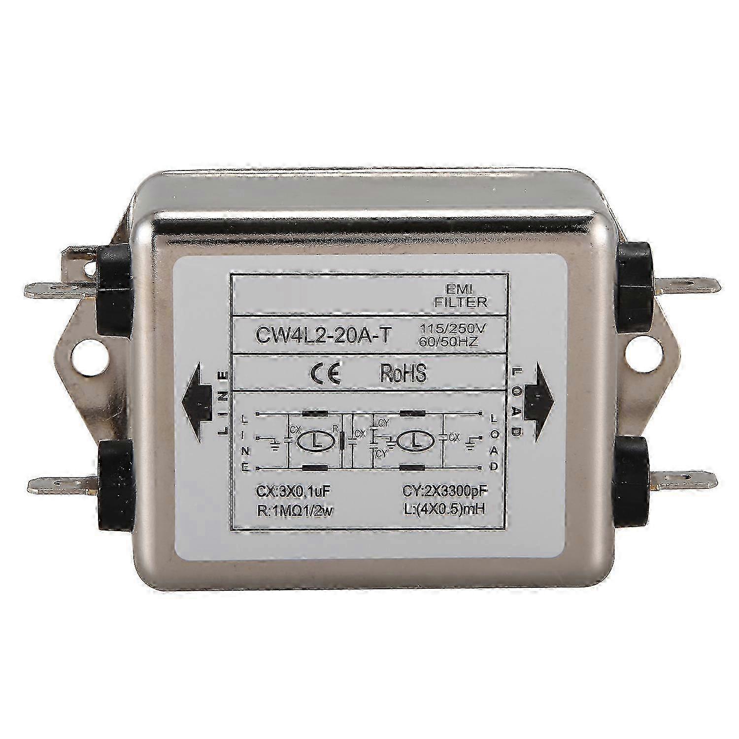 Power EMI Filter CW4L2-20A-T Single Phase AC 115V 250V 20A 50/60HZ