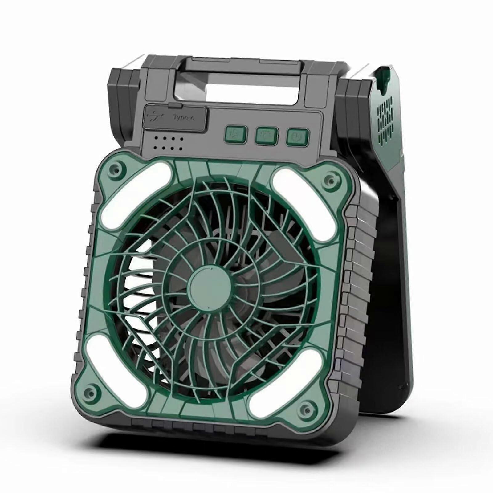 Camping Fan with Light 5200mAh Rechargeable Battery, 36Hrs Run Time, 4 Speeds, Timer, Auto Oscillation, 90 Degree