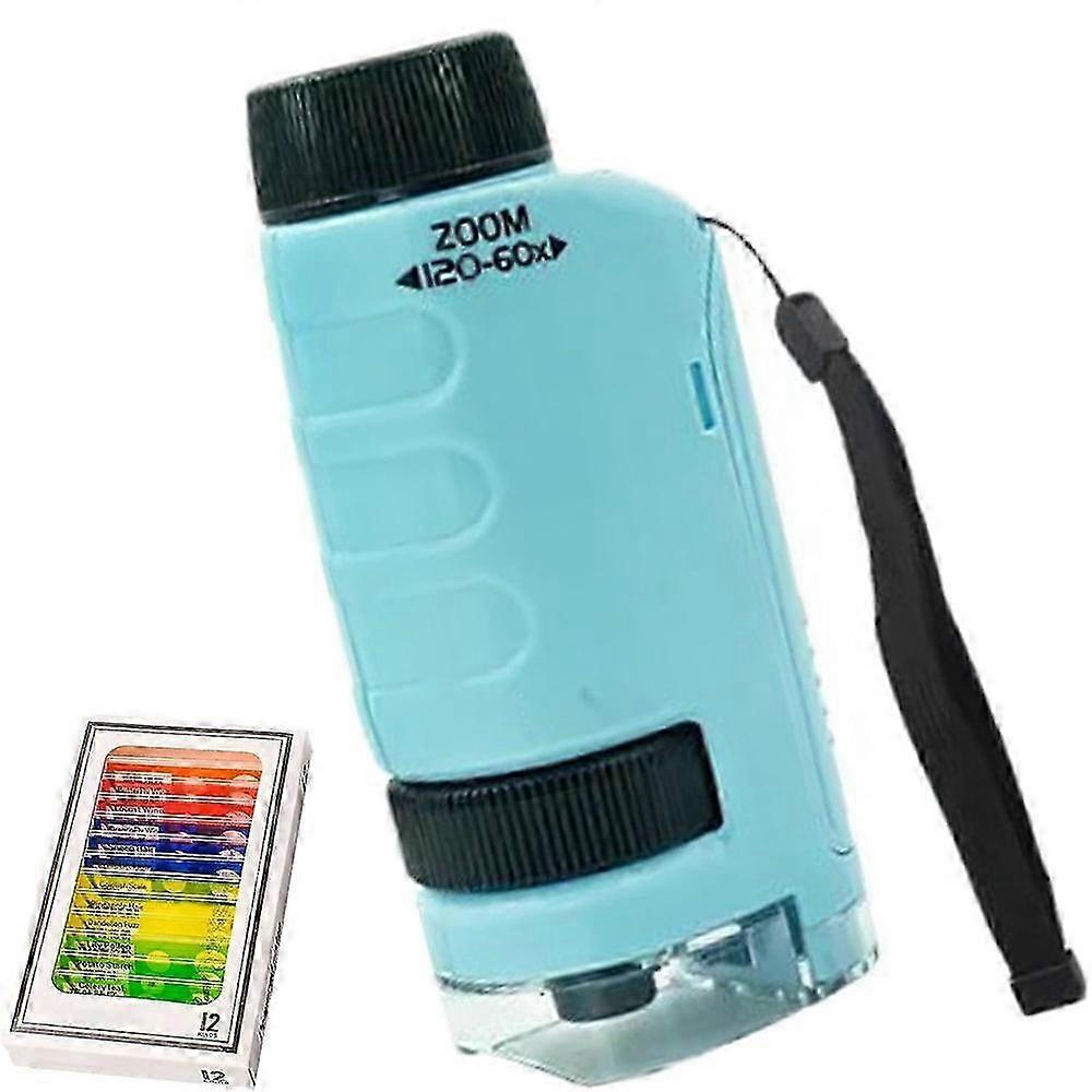 Mini Labsters Microscope, Students Gift Portable 60-120x LED Kids Microscope for Scientific Exploring