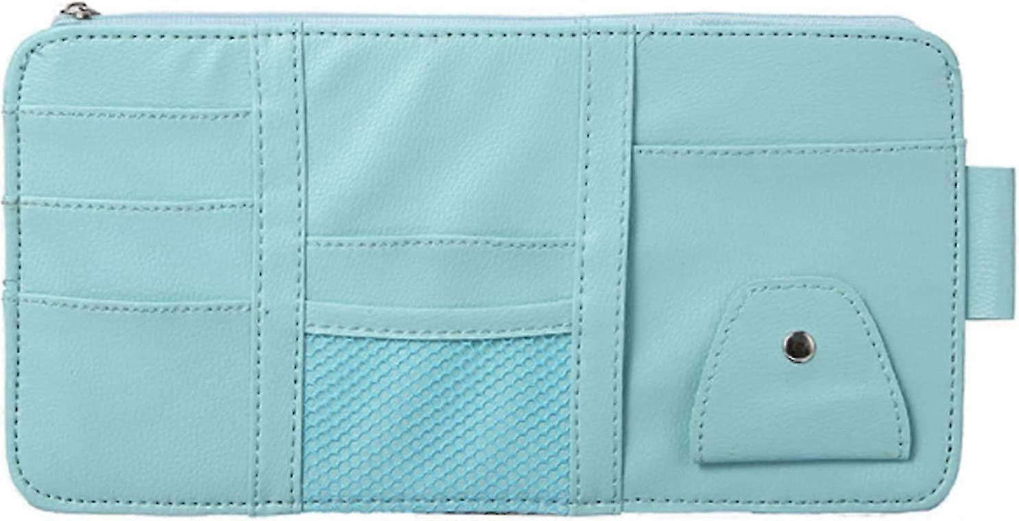 Pu Leather Car Sun Visor Organiser, Storage Bag With Zip, Suitable For Organising Small Items(blue)
