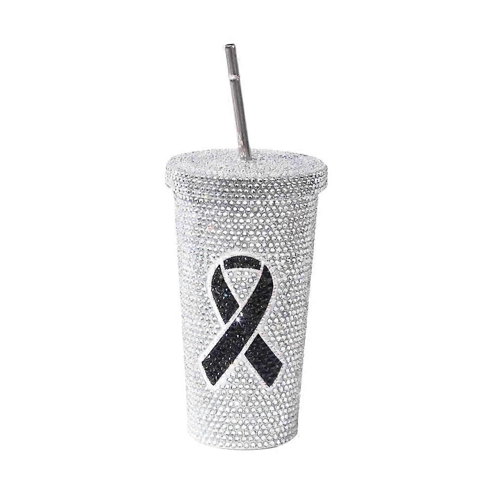 Diamond-Studded Insulated Double-Wall Straw Cup With Drink Holder