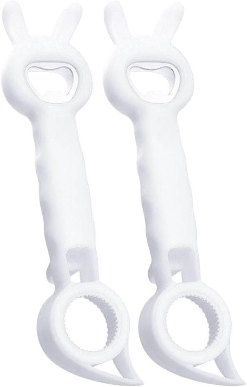 2 Pieces Creative Multi-Purpose Beverage 4 in 1 Can Opener Jar Lid Opener Kitchen Tools (White, One Size)