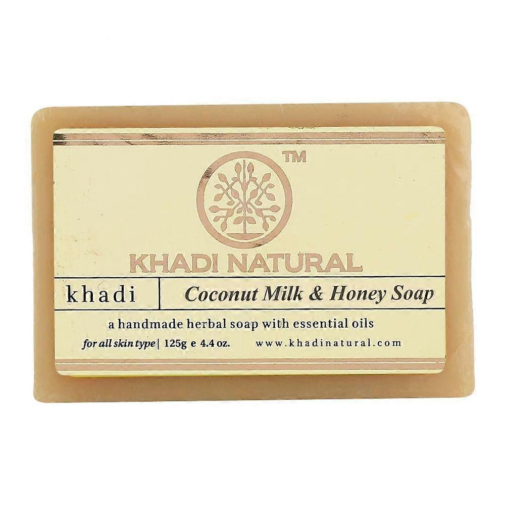 Natural handmade soap with Coconut, Honey and Milk: to moisturize the skin (125 g), Coconut Milk & Honey Soap Handmade, Khadi Natural